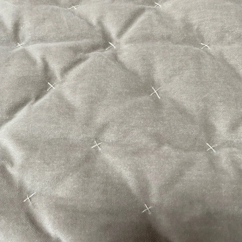 Restoration Hardware Hand Cross Stitch Velvet Toddler Quilt Gray Baby & Child